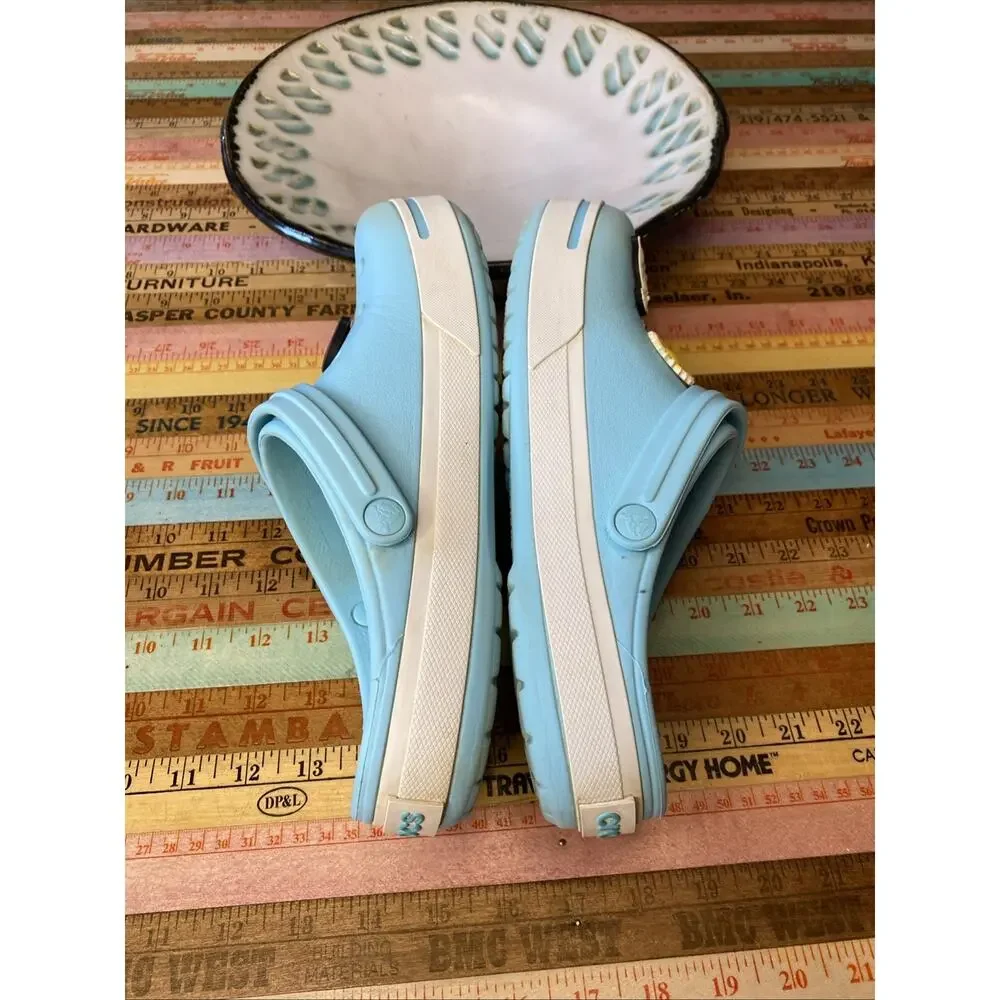 CROCS Crocband II Women's Size 10 Mens 8 Ice Blue White Clog w/ Jibbits